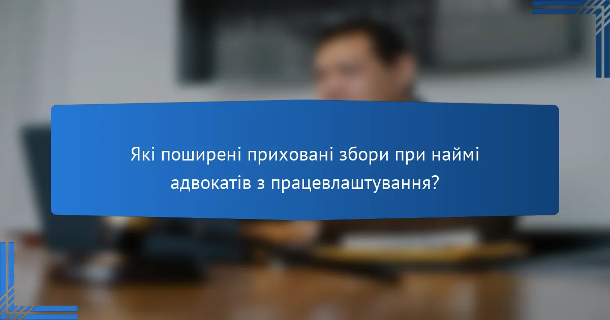 Які поширені приховані збори при наймі адвокатів з працевлаштування?
